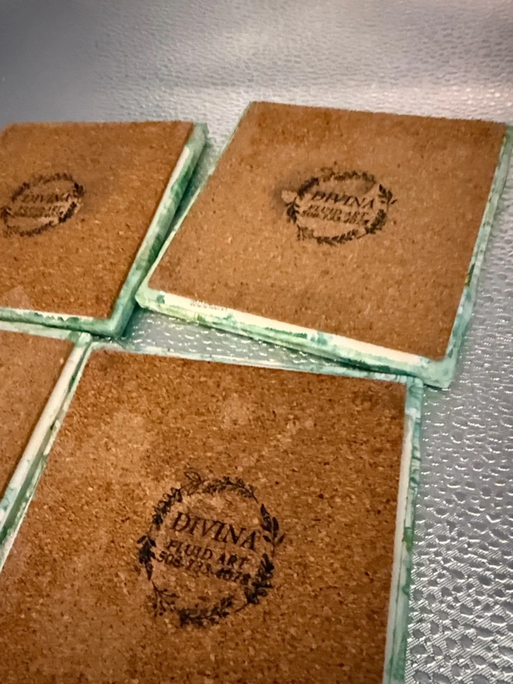 Handmade Green Swirl Acrylic Coaster Set - 4-Pack